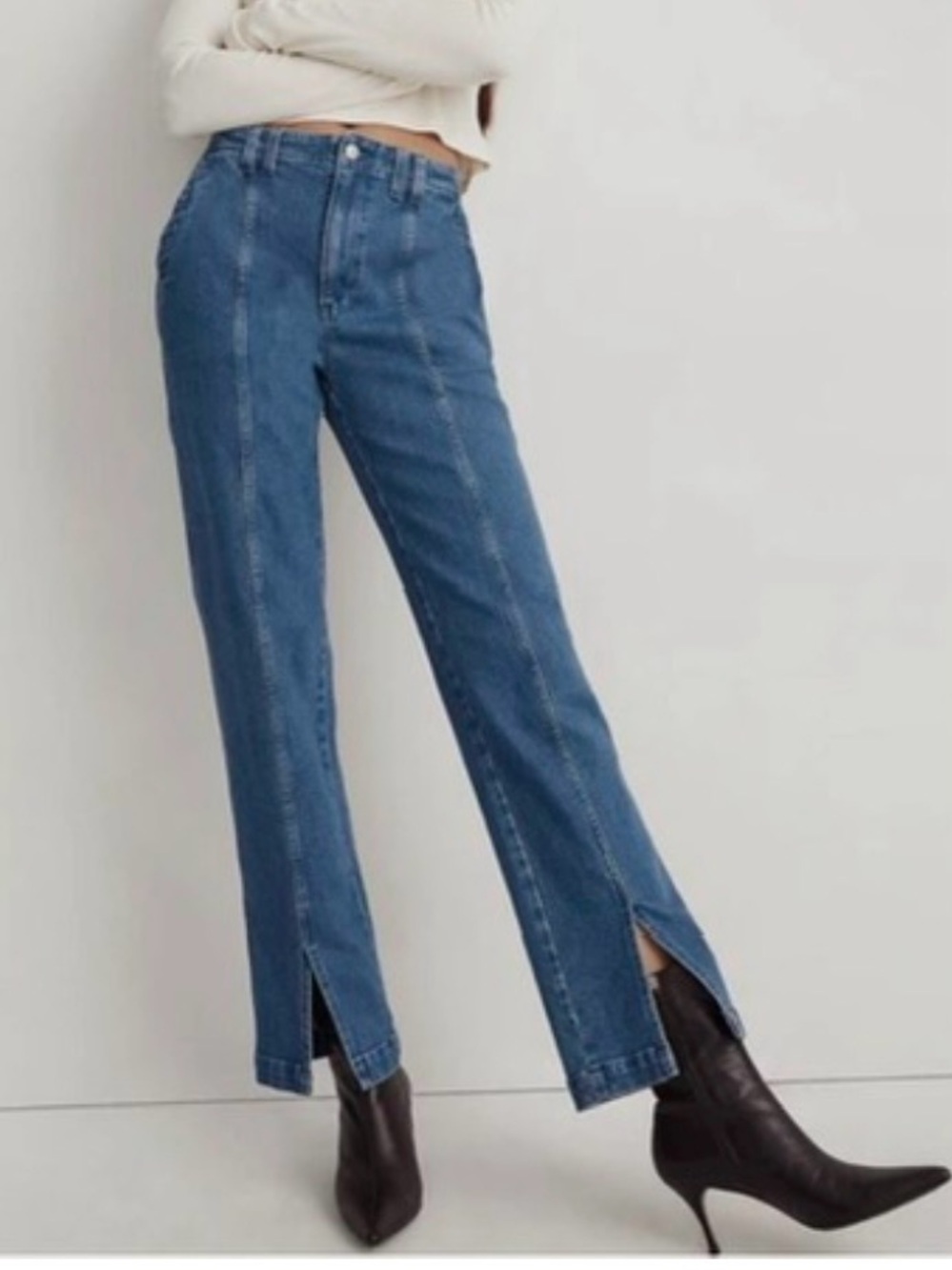 Madewell The Perfect Vintage Straight Jean Medium Wash Seamed Split Hem